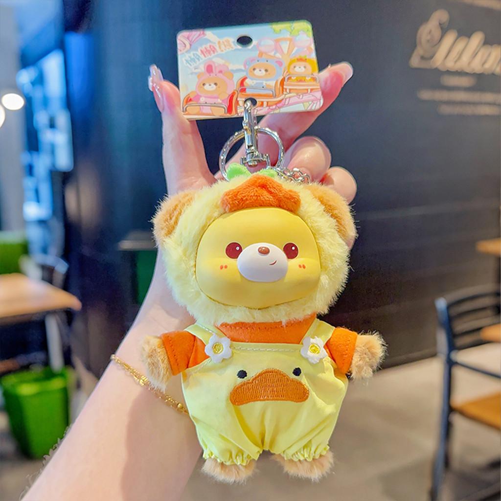Rabbit Elephant Hat Bear Plush Keychain With Soft Fabric And Adorable Face For Bag Charm And Gift