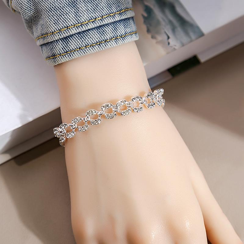 Personalized Geometric Diamond Bracelet Fashion Roman Style Full Diamond Bracelet Everything Temperament Bracelet