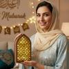 Creative Eid Desktop Ornament LED House-shaped Design Crafts Night Light Ornament Small Portable Eid Wooden Decoration