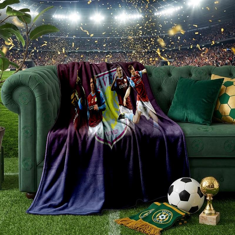 Aston Villa Fc Crest Throws Blanket Flannel Blankets Plush for Couch Bed Gifts for Men Women Travel picnic blanket Christmas fan gifts