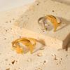 18K Gold Stainless Steel Star and Moon Open Ring, Stylish Color-block Adjustable Ring for Women