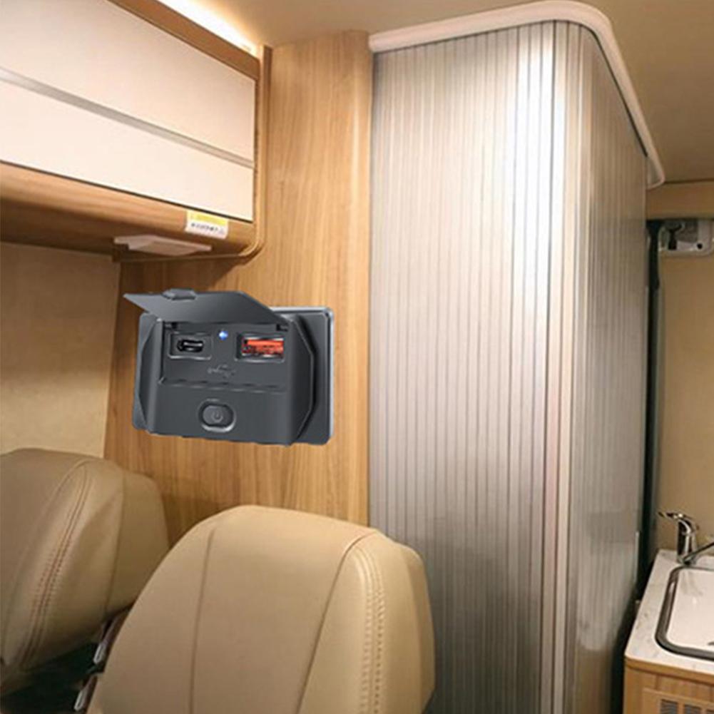 12-24V PD Type-C USB Ports Quick Charger QC3.0 & PD3.0 With Switch Fast Charging USB Power Panel For Motorcycle Car Truck RV