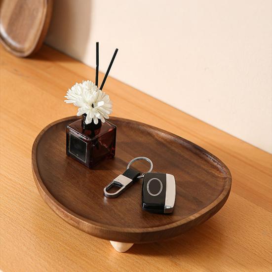 Dřevěný servírovací podnos Malý podnos na občerstvení Rustikální nepravidelný podnos na dezerty Dekorativní podnos pro rostliny, svíčky, klíče, šperky, hodinky