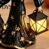 Gothic Witch Sculpture 2Pcs Halloween Night Lamp, Holding Lantern Figurine with Resin Decor LED, Glowing Statue for Tabletop Home