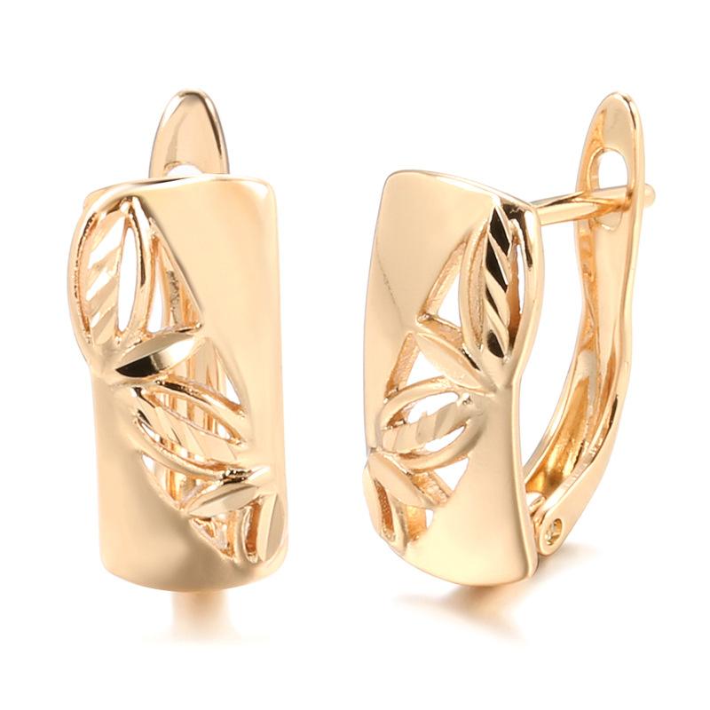 Trendy fashion earrings ring two-piece set, simple personality hollow engraved women s jewelry set