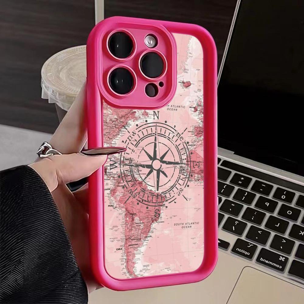 LZ24 Map airplane trajectory art Silicone Phone Case for iPhone 11 13 14 15 16 Pro Max 7 8 16 Plus 12 mini XS Max XR Shockproof Back Cover