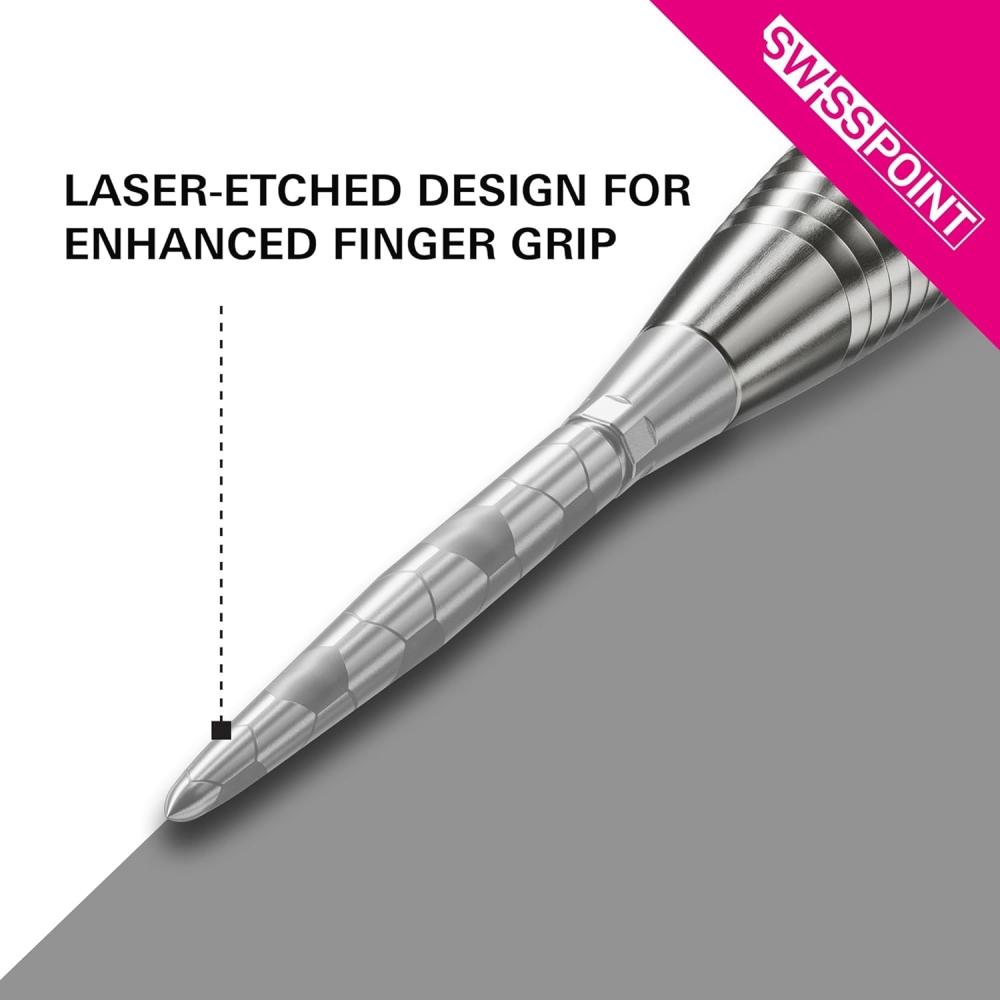 Target Darts Swiss Storm Onyx Dart Points  Set Of 3  26mm 30mm 35mm   Silver Gl