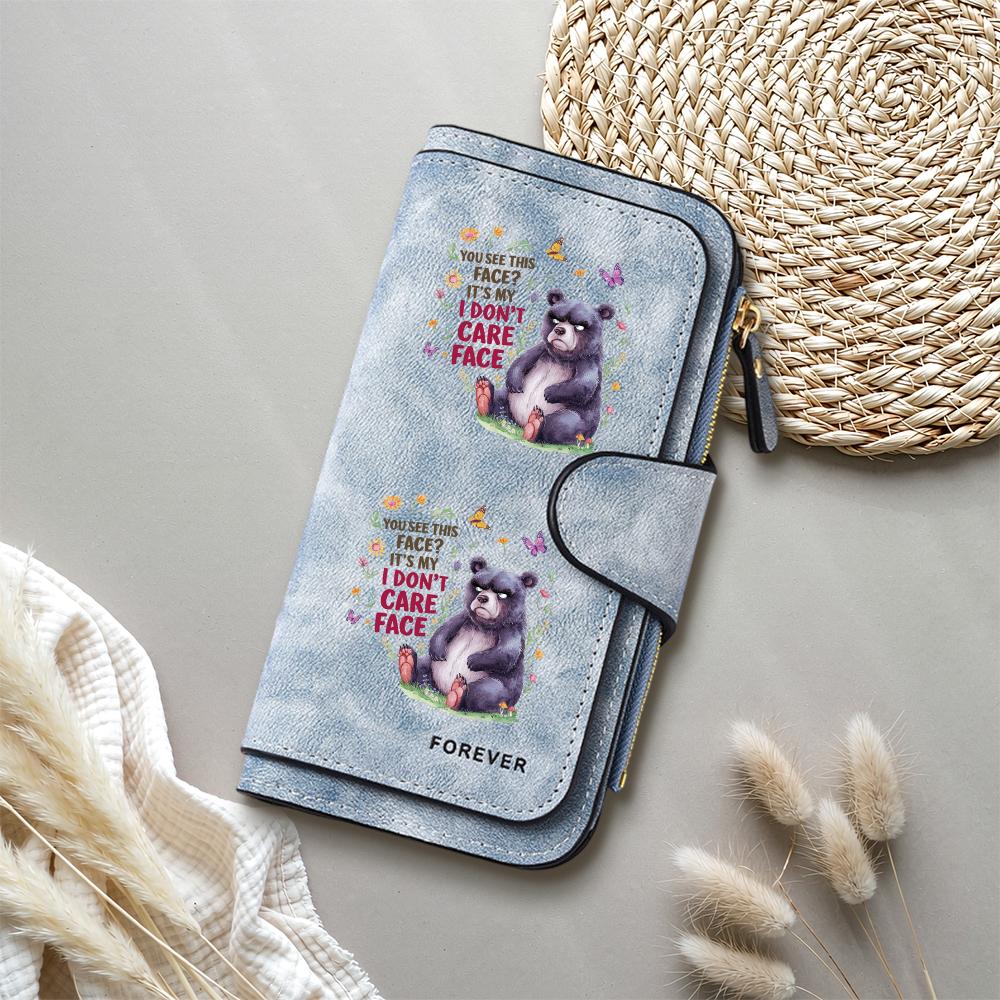 Cute Grumpy Bear Print Long Wallet Fashion Casual Portable Card Holder Purse