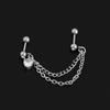 Trendy European & American Titanium Steel Double Chain Heart Zircon Ear Cuff Earrings for Women