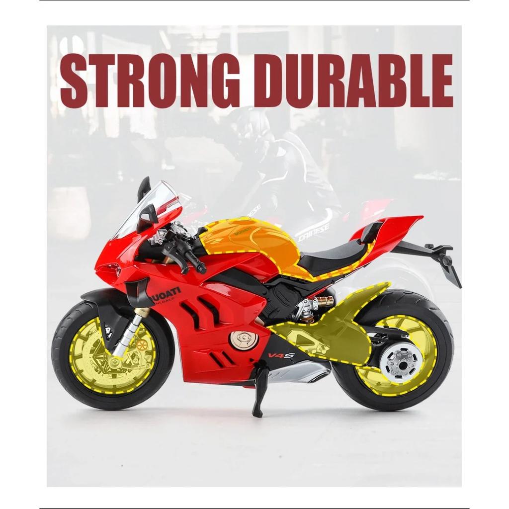 Large Size 1/9 Scale Ducatis Panigale V4S Alloy Racing Motorcycle Simulation Diecast Metal Street Motorcycle Model With Light Kid Gift