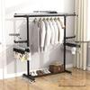 Retractable Floor-Standing Clothes Rack: Foldable Hanging Rod for Bedroom, Dorm, and Balcony Drying