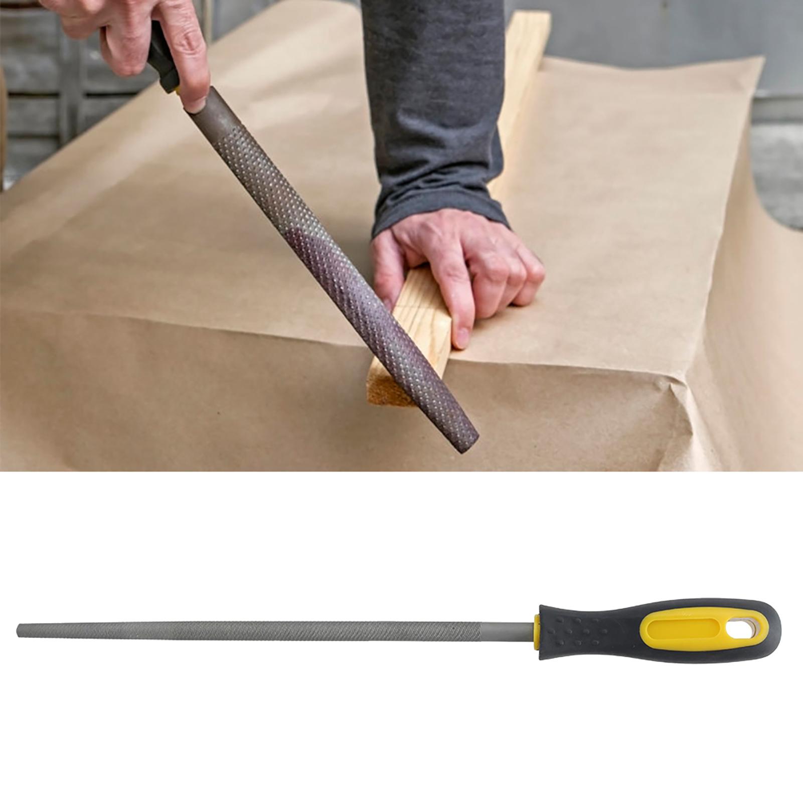 

10in Round Mill Steel File Rasp with Handle Sharpening Shaping Tool for Metal Leather ProjectsCoarse Teeth File