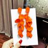 Rose petal earrings exaggerated fashion long fringed earrings women's high-end temperament versatile earrings
