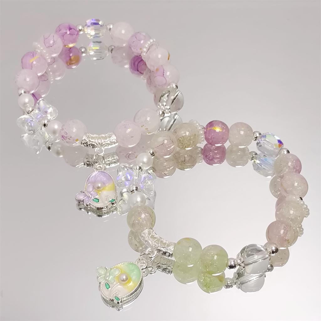 Sweet Tulip Flower Bracelet, Super Beautiful Crystal Bead Necklace
