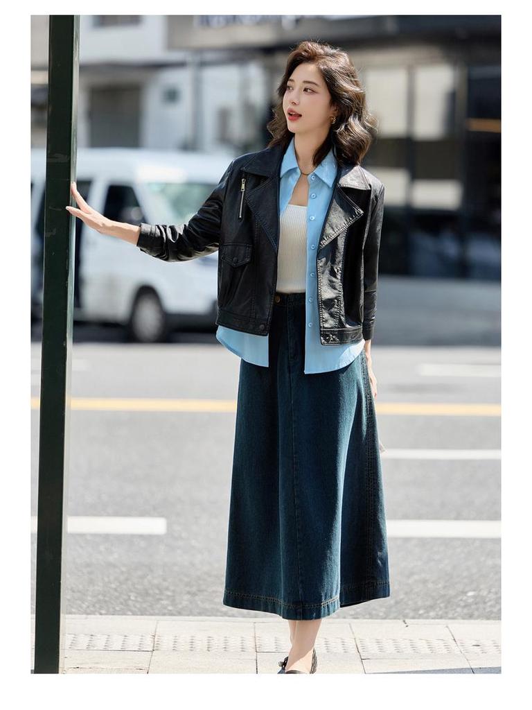 Damen Neue Slim Fit Lammlederjacke - High-End Marke, Frühling & Herbst Kollektion