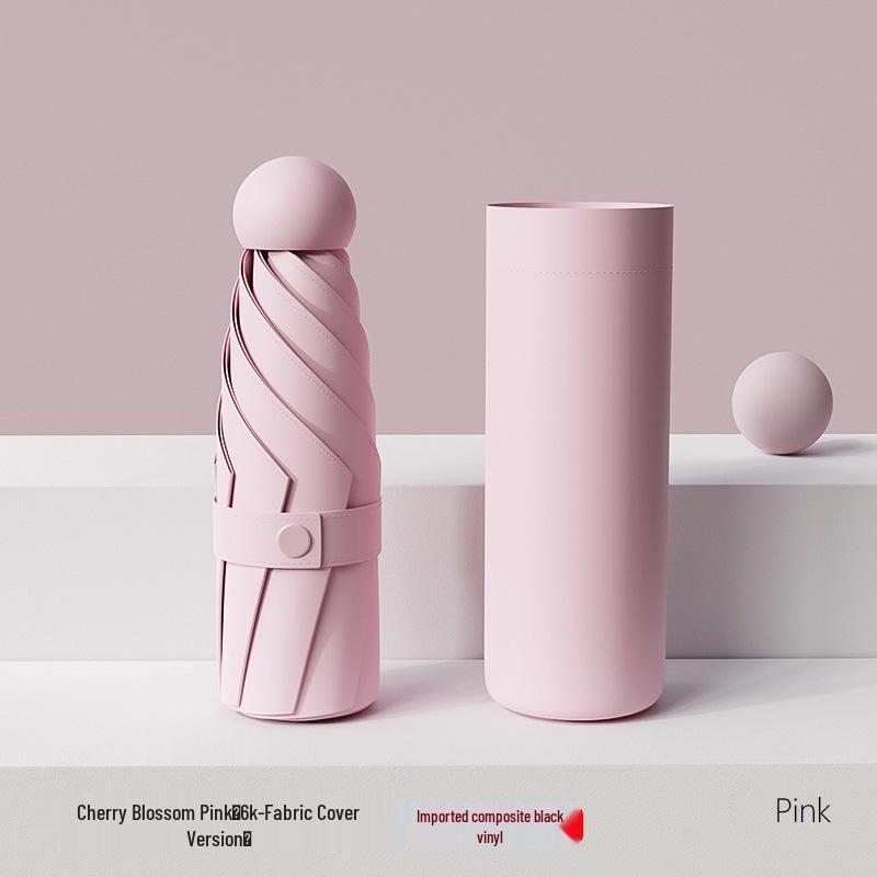 Compact Five-Fold Umbrella: Portable Pocket Sunshade & Rain Parasol for Women, Anti-UV Sunscreen Protection.