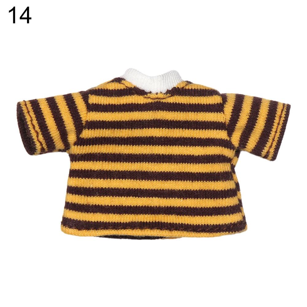 Ob11 Doll Clothes Striped Tops T-shirt Shorts Socks Suit Knitted Sweatshirt For Mini 1/12 Doll Cute Surprise Face Boy Girl Gift