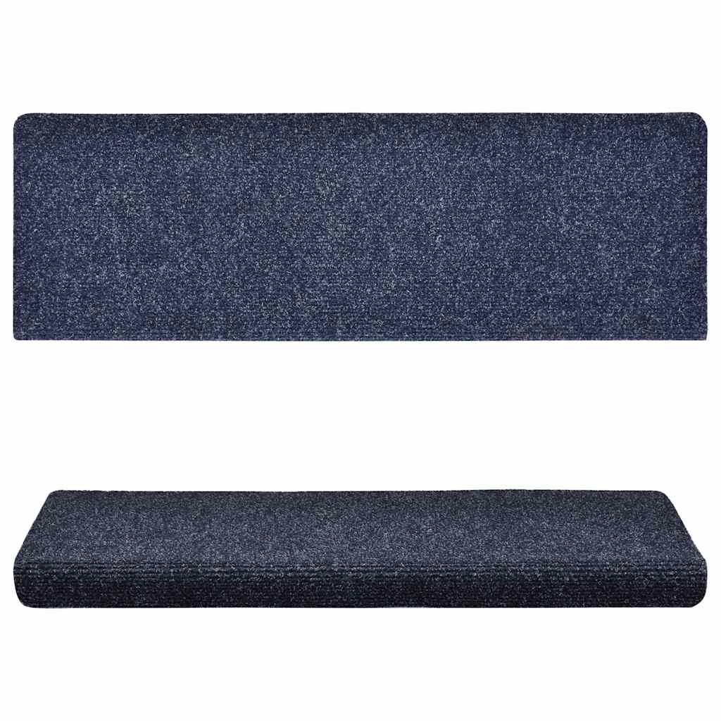 Vidaxl Maty Na Schody Samoprzylepne 15 Szt. 65X21X4 Cm Niebieskie Prostokątne Krawędzie