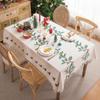 Festive Christmas Table Runner Cotton Blend Printed with Floral Fringe Decorative Dining Cover