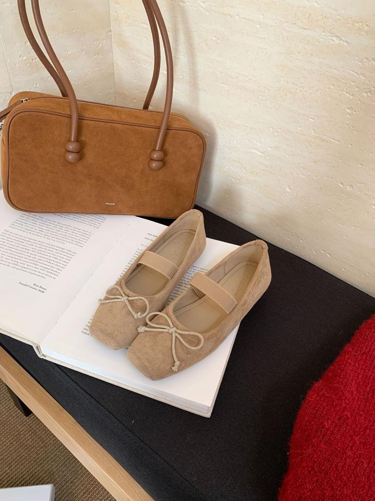 Flat-heeled Mary Jane shoes women's 2025 autumn and summer new bow ballet shoes flat-soled shallow mouth single shoes