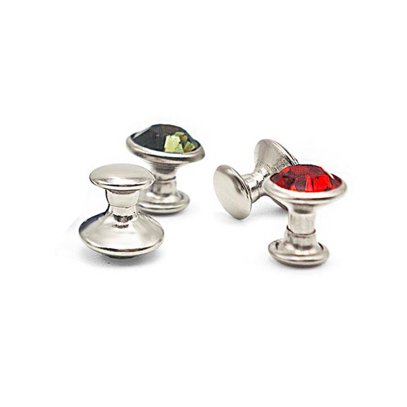6-8mm Colored Silver Edge Tube Studs, Glass Inlaid Rivets for Clothing Decoration.