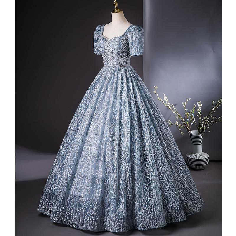 Haute couture evening dress host sequins 1011 new annual meeting dress temperament high-end light luxury art test performance clothes