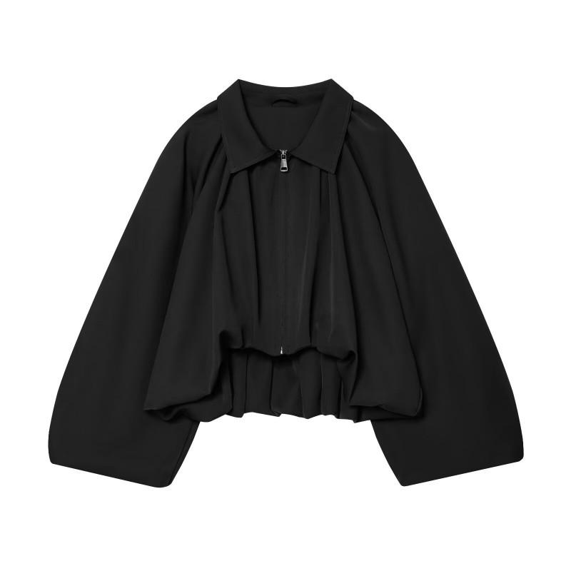 Womens Oversized Balloon Sleeve Pilot Jacket Short Cropped Bomber Coat Casual Streetwear 2026