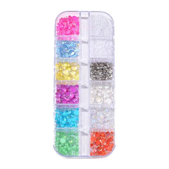 1 Set 3D Nail Art Grids Rhinestone Faux Charm 12 Pearl Bow Rose Flower Nail Design