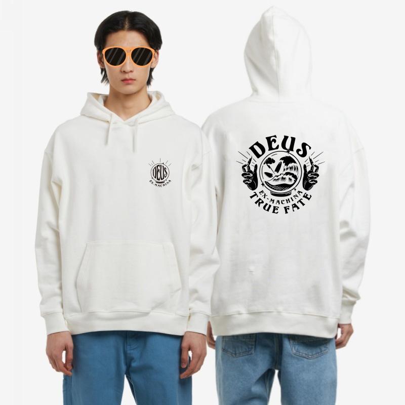 Korean Version Vintage Long Sleeve Y2k Hoodies DEUS EX MACHINA Printed Letter Crew Neck Sweatshirt Hooded Pullover Sweatshirt