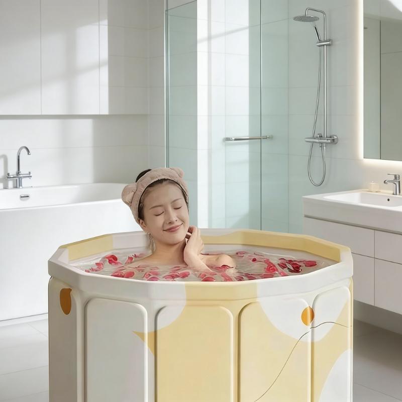 Winter-Badewanne für Erwachsene, Tragbarer Whirlpool-Spa, Verdickter faltbarer Badeeimer mit langanhaltender Wärmeisolierung, für den Innenbereich