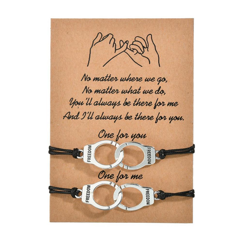 2 Pcs Handcuff Freedom Justice Charm Friendship Couple Lover Bracelet Kit Unisex 1