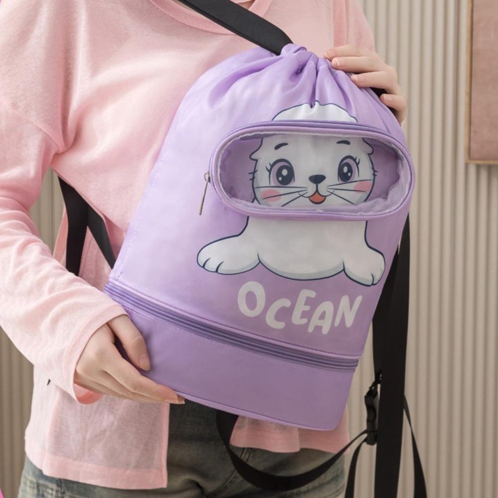 Large Capacity Cartoon Swim Bag Waterproof Wet and Dry Bag Cute Drawstring Storage Bag  Kids