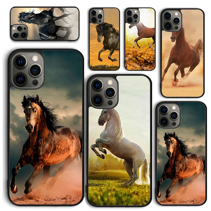 The Running Black Quarter Horse Phone Case for iPhone 17 Air 16 PRO MAX 15 14 PLUS 12 11 13 Cover Fundas Shell Coque