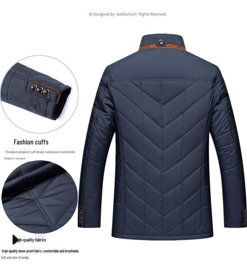 2025 Winter Men's Thickened Cotton Jacket with Stand-up Collar