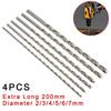 Long Reach 4Pcs 200mm HSS Drill Bits for Smooth and Accurate Metal Drilling