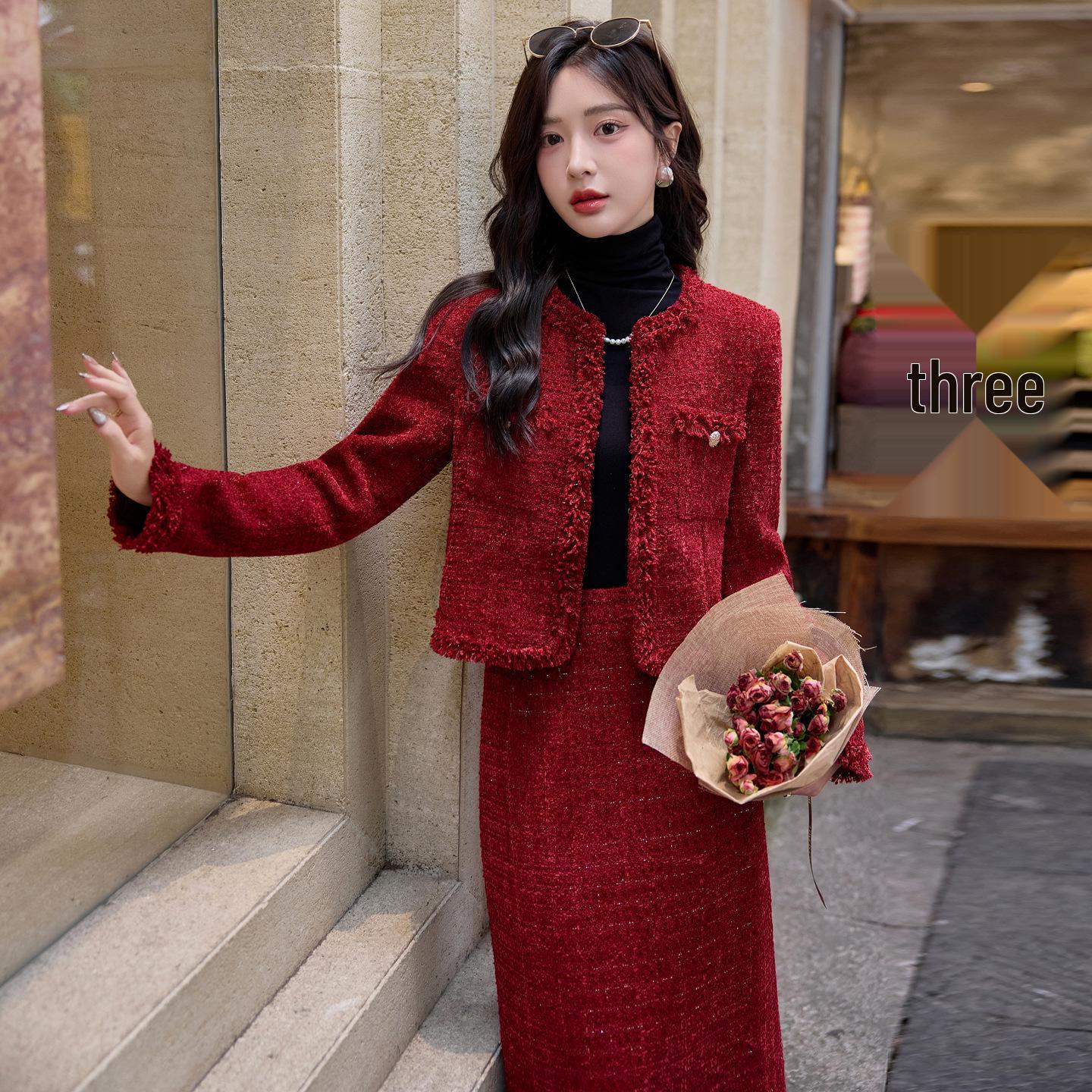 

Winter 2026 Red Toasting Dress with Lapel Hook - 20% Wool, In Stock. M красный