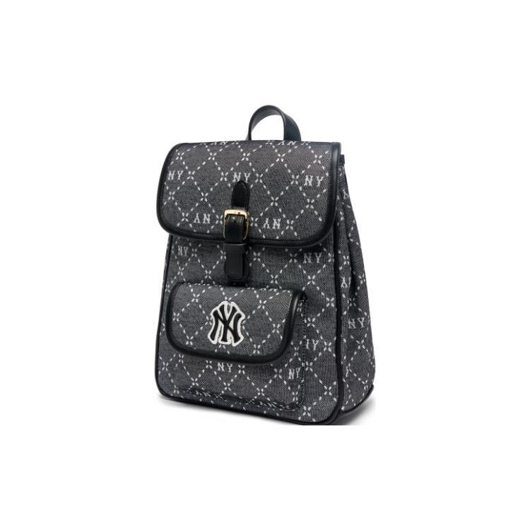 New MLB Leather With Fabric Backpack Regular Women's Black/Multicolor 7ABKMD53N-50BKS