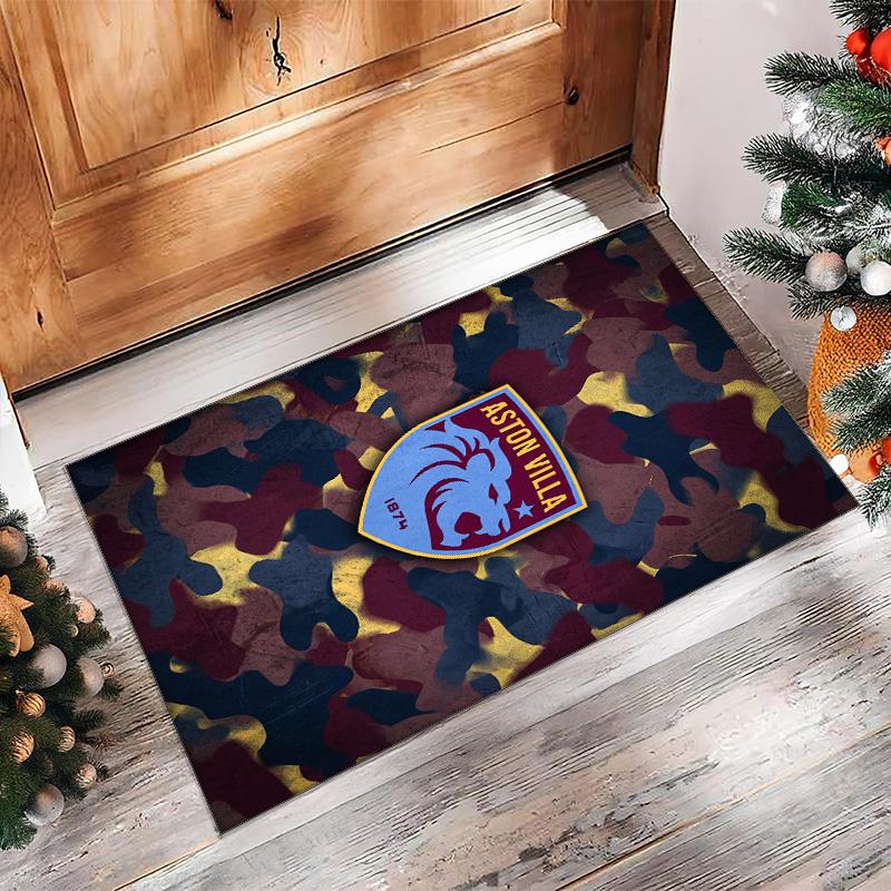Tappeto in Velluto di Cristallo con Stampa Calcio Aston Villa, Comodo Assorbente d'Acqua Antiscivolo Tappeto per Pavimenti Interni