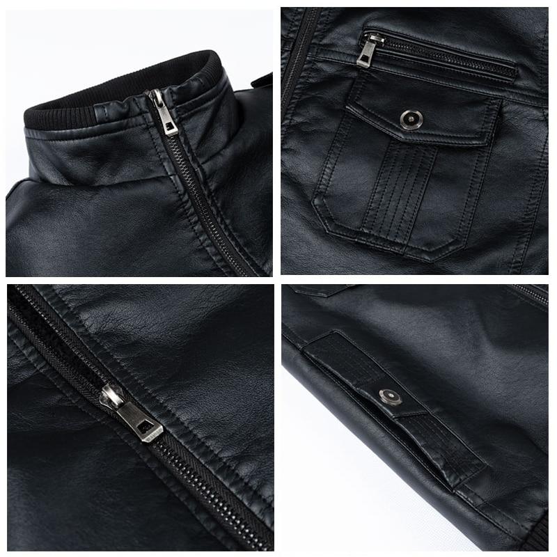 Pánská motocyklová kožená bunda Pánská větrovka Módní PU bundy Pánské svrchní oblečení Teplé PU bundy