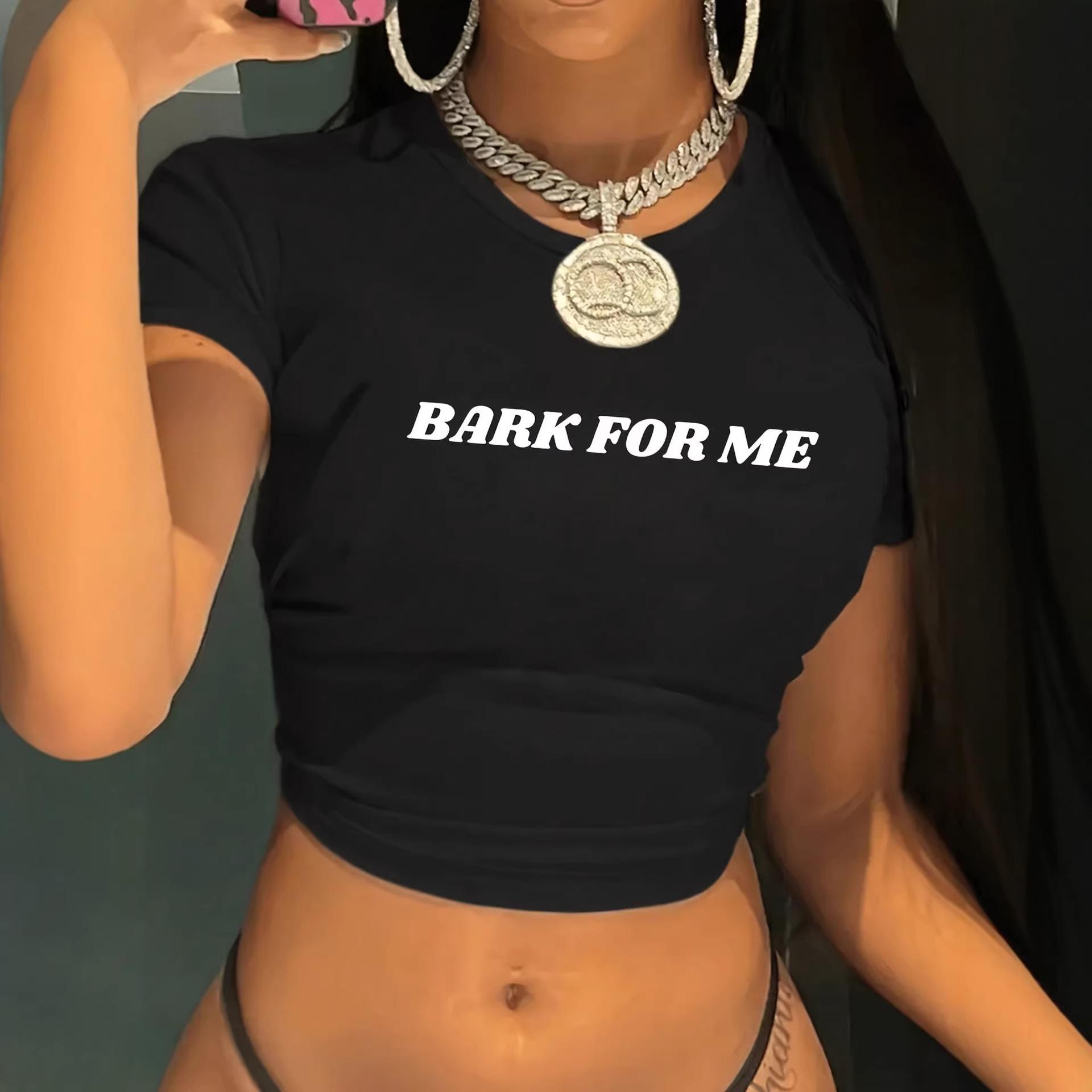 Острая Девушка  ЛАЙ НА МЕНЯ  Узкая Укороченная Футболка L чёрный