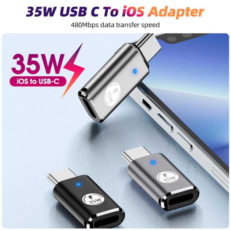 HdoorLink Адаптер типа C для адаптера Lightning Male на Type C Female 35 Вт PD Адаптер быстрой зарядки USB C Конвертер для IPhone 15