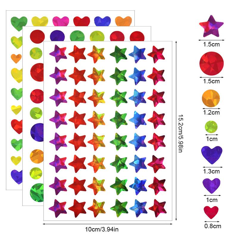 Star Dot Hearts Paper Sticker for Kids Reward Birthday Party Favors Glitter Foil Sticker Reward Chart Labels Gift DIY Decoration
