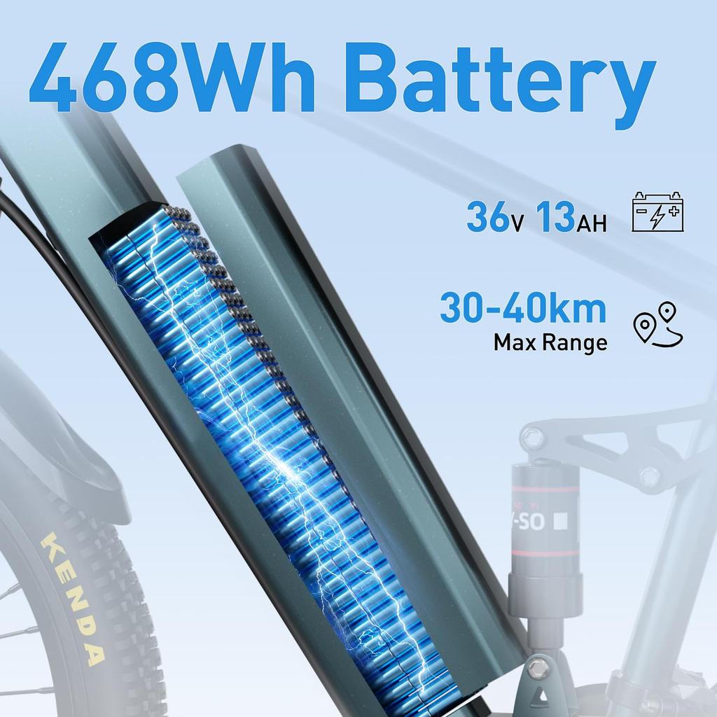 Elektrofahrrad Aairsk GT900 400W 36V13Ah Akku 26 Zoll All-Terrain-Reifen Doppelfederung Elektro-Mountainbike Elektrisches Fahrrad für Erwachsene