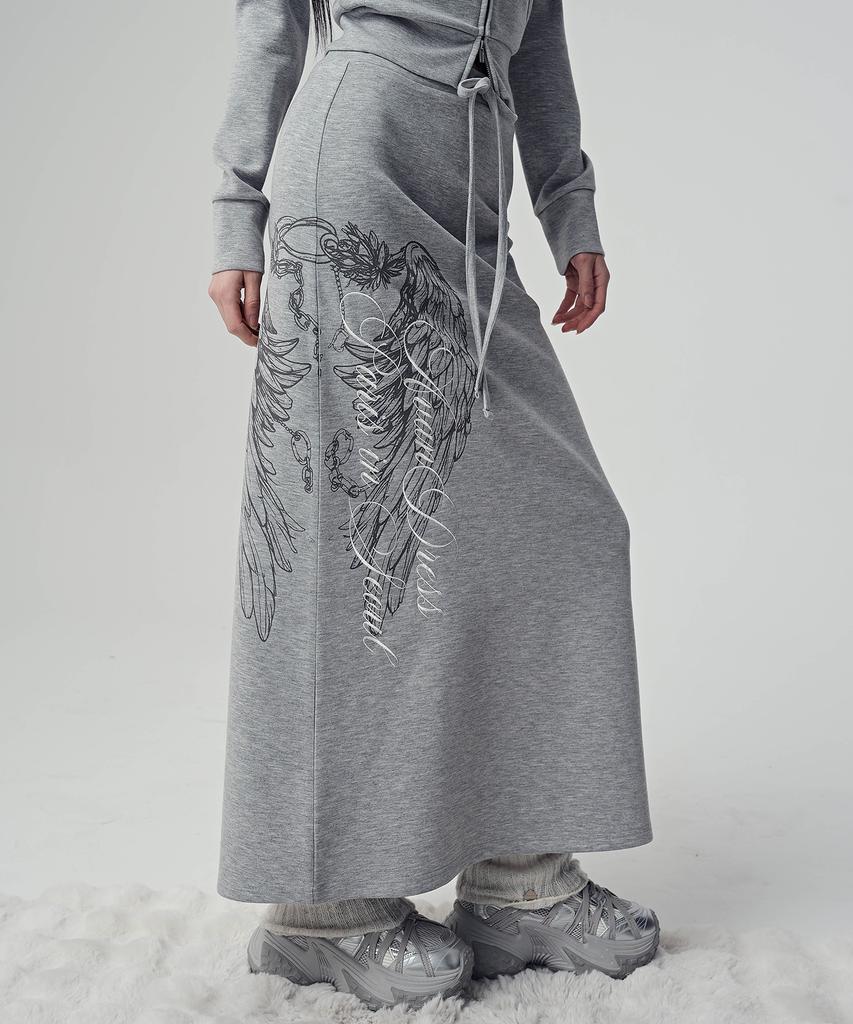 Urban Dress Half Wing Graphic Maxi Skirt_2 Colors