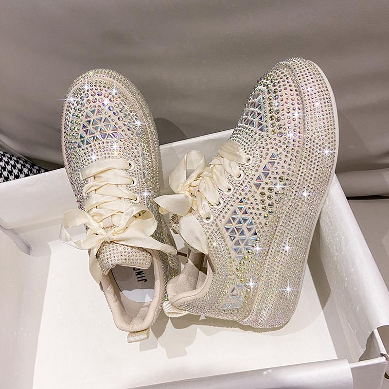 Fashion Luxury Designer Autumn Water Diamond Women Sneakers Thick Bottom Shining Crystal Casual Sports Shoes Trendy zapatillas mujer