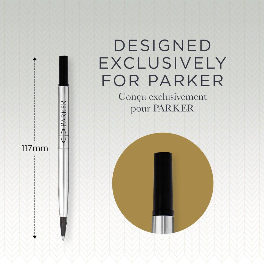 PARKER Rollerball Pen 1 Fine Point Genuine Imported 1950277 Refill, Black, piece, (F), 0.5mm, Water-based ink, Product,