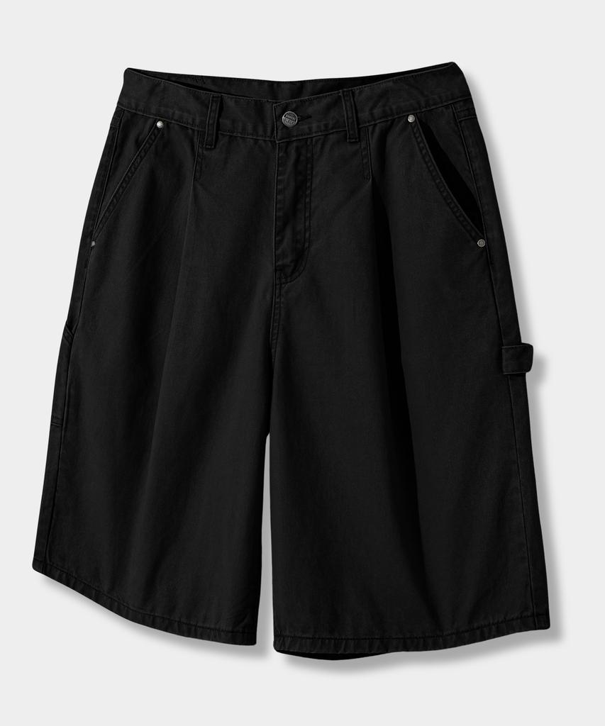 Dimiteulibeullaeg Bio-Washed Carpenter Bermuda Cotton Pants_Black