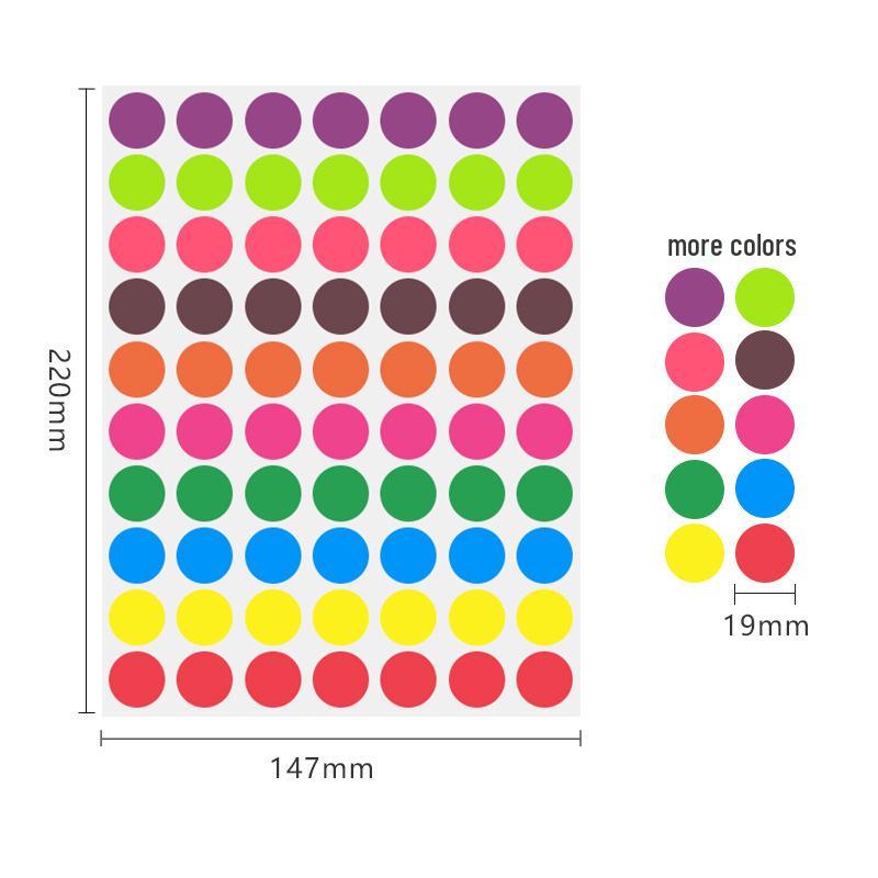 19mm Round Waterproof Self-Adhesive Color Dot Labels for Identification and Classification