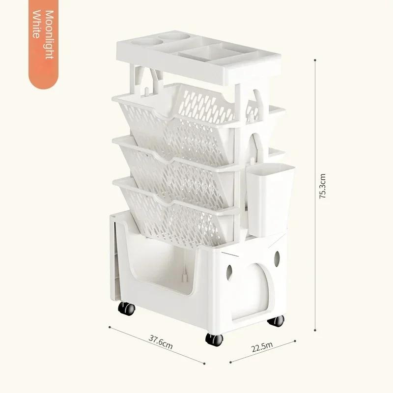 Mobile Storage Rack Shelf with Wheels Multi-Layer Organizer Bookshelf Table Sundry Storage Study Cabinet Kitchen Storage
