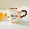 Creative cute dachshund ceramic mug couple cup water cup household coffee cup for friends birthday gift